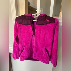 North Face Girls Oso Fleece Hoodie Azalea Pink/Parlour Purple Size Large 14/16